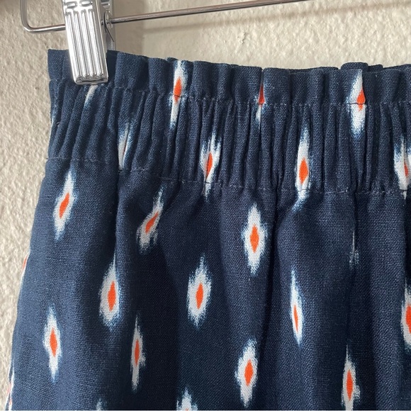 J.Crew Printed Scalloped Sidewalk Skirt Women’s 00 Blue Linen Cotton Elastic - Picture 5 of 12